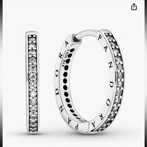 Pandora logo sparkle hoop earrings